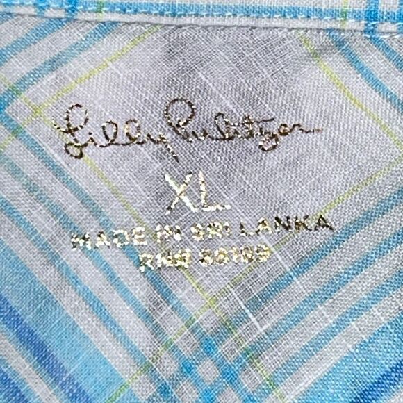 Lilly Pulitzer Sea View Button Down Top Beach Day Plaid - Picture 8 of 9